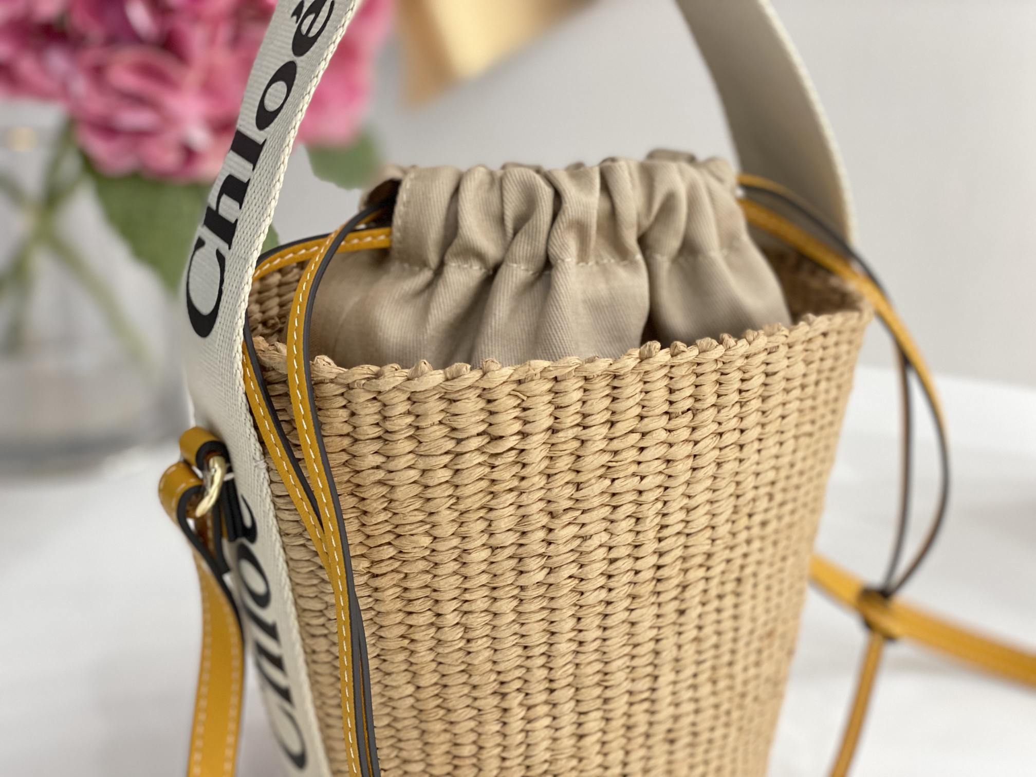 Chloe Small Woody Basket In Natural Fibers 